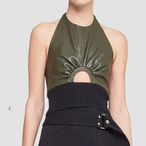 3.1 Phillip Lim Leather Alternative Halter Top Sz 2 Flaw